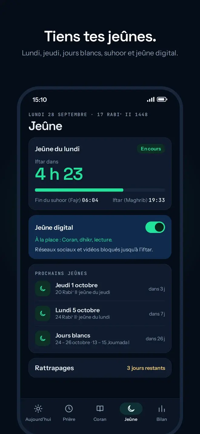 Fasting tracker in dark mode